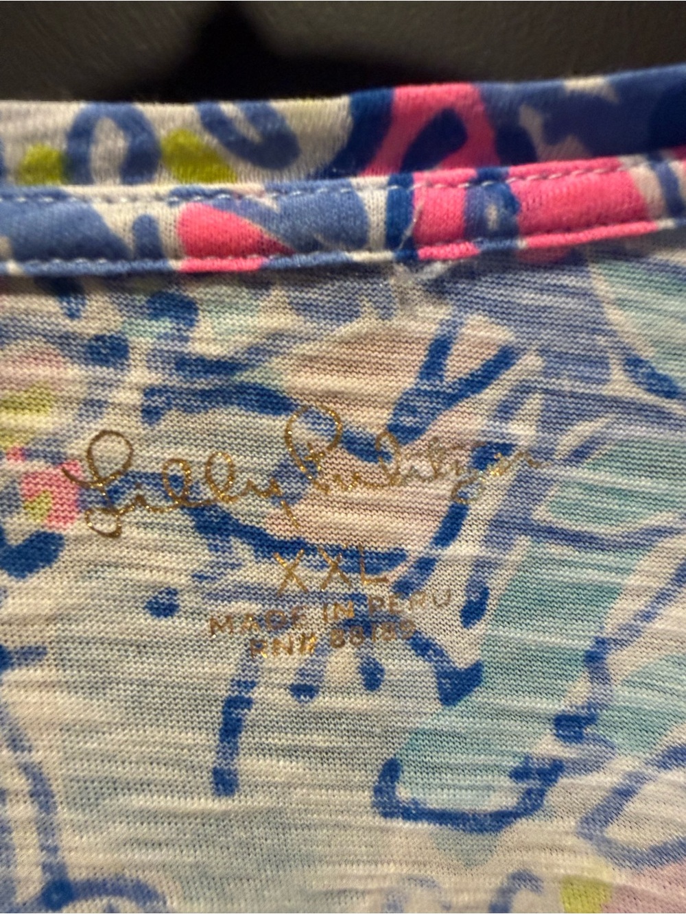 Lilly Pulitzer Short-Sleeve Floral Scoop Neck Tee in Pink, Blue & Yellow - Picture 2 of 3